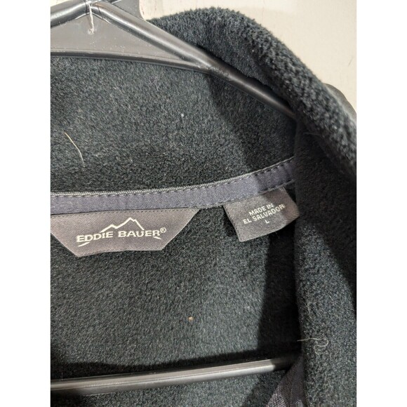Eddie Bauer Vest Men Sz L Black Fleece Full Zip Outdoor Utility Jacket - Picture 5 of 7